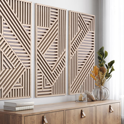 Other Furniture Geometric Cutouts Wood Wall Art | Wayfair - Geometric Shape Cutouts For Walls
